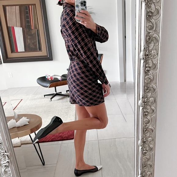 Veronica Beard Asymmetrical Red Plaid Shirt Dress Size 0 - Picture 3 of 11